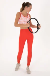 US Polo Assn. Women Red High Waist Tulle Detailed Sports Leggings - Image 2