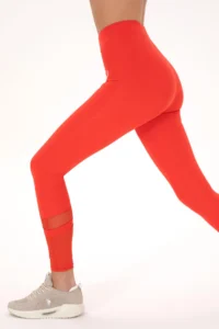 US Polo Assn. Women Red High Waist Tulle Detailed Sports Leggings - Image 3