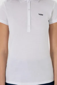 US Polo Assn. Women WHITE Basic Polo Shirt Collar T-Shirt - Image 7