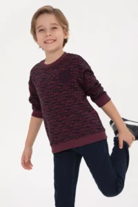 US Polo Shirt Assn. Boys' Burgundy Crew Neck Sweatshirt