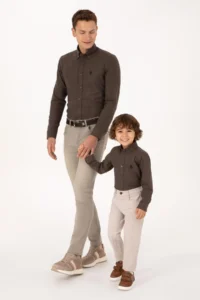 US Polo Shirt Assn. Boys' Brown Long Sleeve Basic Shirt - Image 2