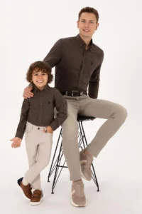 US Polo Shirt Assn. Boys' Brown Long Sleeve Basic Shirt - Image 3