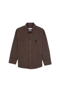 US Polo Shirt Assn. Boys' Brown Long Sleeve Basic Shirt - Image 5