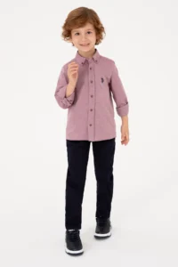 US Polo Assn. Boys' Burgundy Long Sleeve Basic Shirt