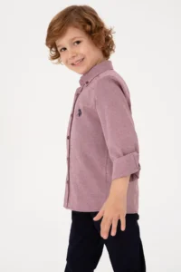 US Polo Assn. Boys' Burgundy Long Sleeve Basic Shirt - Image 2