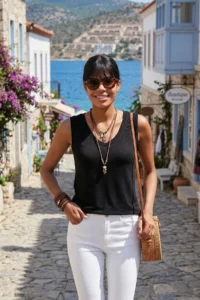 Lela Thick Sleeveless V-neck Blouse Blouse
