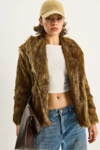 Bianco Lucci Women Premium Faux Fur Jacket - Image 3