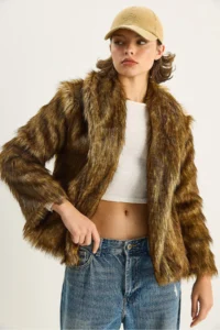 Bianco Lucci Women Premium Faux Fur Jacket - Image 4