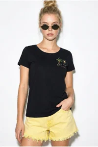 Bianco Lucci Women's 100% Cotton Handcrafted Summer Premium Design T-Shirt with Embroidery Detail 1001