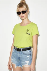 Bianco Lucci Women's 100% Cotton Handcrafted Summer Premium Design T-Shirt with Embroidery Detail 1001 - Image 2
