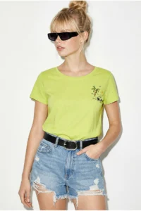 Bianco Lucci Women's 100% Cotton Handcrafted Summer Premium Design T-Shirt with Embroidery Detail 1001 - Image 3