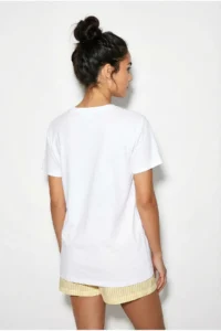 Bianco Lucci Women's 100% Cotton Handcrafted Summer Premium Design T-Shirt with Embroidery Detail 1001 - Image 4