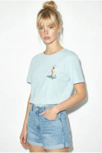Bianco Lucci Women's 100% Cotton Handcrafted Flamingo Embroidery Detailed Premium Design T-Shirt 1004 - Image 3