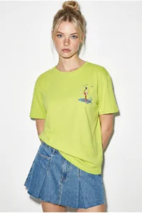 Bianco Lucci Women's 100% Cotton Handcrafted Flamingo Embroidery Detailed Premium Design T-Shirt 1004 - Image 4
