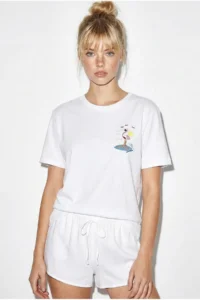 Bianco Lucci Women's 100% Cotton Handcrafted Flamingo Embroidery Detailed Premium Design T-Shirt 1004 - Image 3
