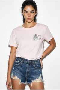 Bianco Lucci Women's 100% Cotton Handcrafted Premium Design T-Shirt with Minimal Embroidery Detail 1003 - Image 2