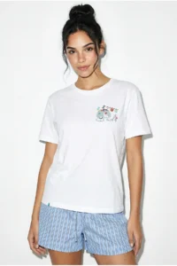 Bianco Lucci Women's 100% Cotton Handcrafted Premium Design T-Shirt with Minimal Embroidery Detail 1003 - Image 3