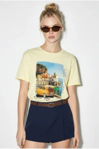 Bianco Lucci Women's 100% Cotton Italy Themed Printed Premium Design T-Shirt 1008