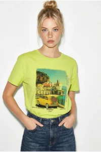 Bianco Lucci Women's 100% Cotton Italy Themed Printed Premium Design T-Shirt 1008