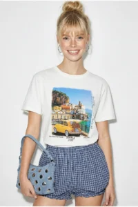 Bianco Lucci Women's 100% Cotton Italy Themed Printed Premium Design T-Shirt 1008 - Image 2