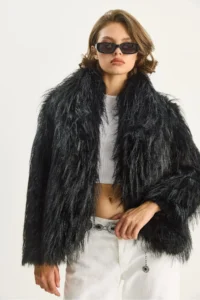 Bianco Lucci Women's Shawl Collar Lined Premium Fur Jacket 2779 - Image 3