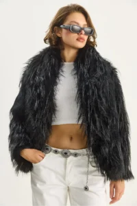Bianco Lucci Women's Shawl Collar Lined Premium Fur Jacket 2779 - Image 5