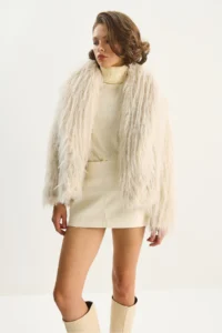 Bianco Lucci Women's Shawl Collar Lined Premium Fur Jacket 2779 - Image 2