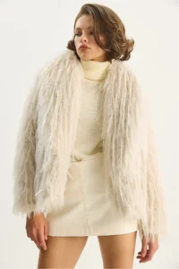 Bianco Lucci Women's Shawl Collar Lined Premium Fur Jacket 2779 - Image 3