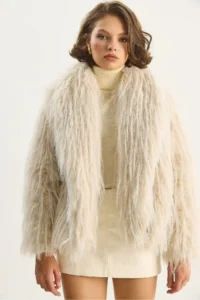 Bianco Lucci Women's Shawl Collar Lined Premium Fur Jacket 2779 - Image 5