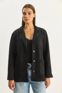 Bianco Lucci Women Pocket Detail Belted Suede Jacket - Image 2