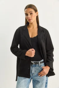 Bianco Lucci Women Pocket Detail Belted Suede Jacket - Image 3