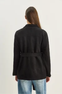 Bianco Lucci Women Pocket Detail Belted Suede Jacket - Image 8