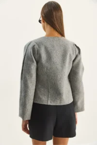 Bianco Lucci Women's O Neck Open Front Self-Textured Lined Jacket 0488 - Image 5