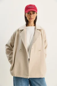 Bianco Lucci Women's Double Breasted Collar Pocket Detailed Stash Blazer Jacket - Image 2