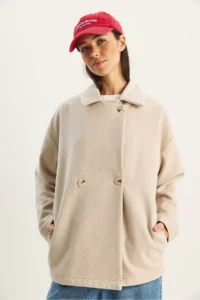 Bianco Lucci Women's Double Breasted Collar Pocket Detailed Stash Blazer Jacket - Image 4