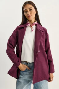 Bianco Lucci Women's Double Breasted Collar Pocket Detailed Stash Blazer Jacket
