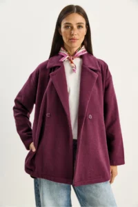 Bianco Lucci Women's Double Breasted Collar Pocket Detailed Stash Blazer Jacket - Image 2