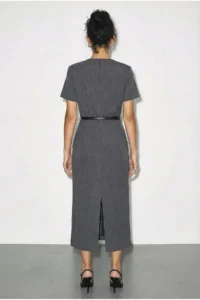 Bianco Lucci Women's Belted Crew Neck Pencil Dress 0573 - Image 4