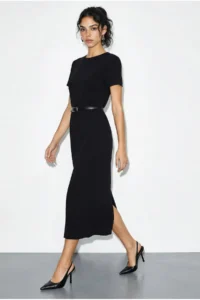 Bianco Lucci Women's Belted Crew Neck Pencil Dress 0573 - Image 3