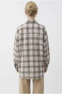 Bianco Lucci Women's Plaid Patterned Relaxed 100% Cotton Shirt 34519 - Image 4