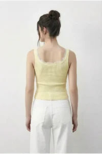 Bianco Lucci Women's Cotton Slim Fit U-Neck Lace Undershirt 1053 - Image 4