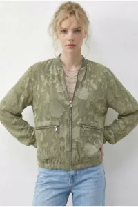 Bianco Lucci Women's Zippered Chiffon Printed Oversize Jacket 2913 - Image 4