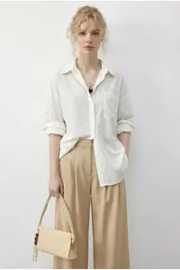 Bianco Lucci Women's Back Tie Detailed Self-Striped Shirt 0004 - Image 3