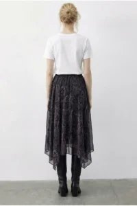Bianco Lucci Women's Ethnic Patterned Asymmetric Cut Lined Skirt - Image 4
