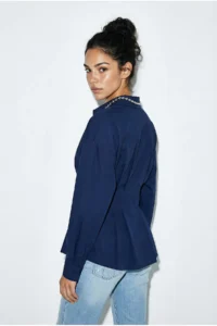 Bianco Lucci Women's Pleated Poplin Shirt 343 - Image 5