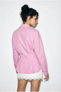 Bianco Lucci Women's Pleated Poplin Shirt 343 - Image 7