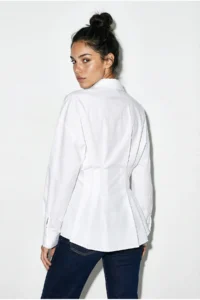 Bianco Lucci Women's Pleated Poplin Shirt 343 - Image 5