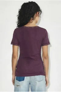 Bianco Lucci Women's Boat Neck Lace Detailed Soft Touch Blouse 0993 - Image 5