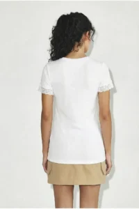 Bianco Lucci Women's V-Neck Lace Detailed Soft Touch Blouse 0991 - Image 5