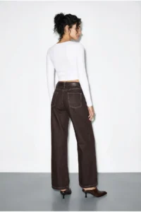 Bianco Lucci Women's Belted Lycra Wide Leg Denim Trousers 3289 - Image 5